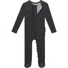 Aggie Footie Ruffled Zippered One Piece, Black - Footie Pajamas - 3