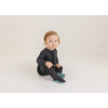 Aggie Footie Ruffled Zippered One Piece, Black - Footie Pajamas - 4