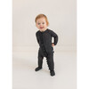 Aggie Footie Ruffled Zippered One Piece, Black - Footie Pajamas - 5