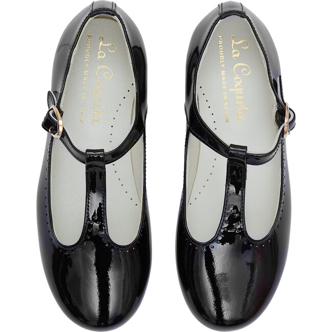 Girl T-Bar Shoes, Patent Black - T-Straps - 1