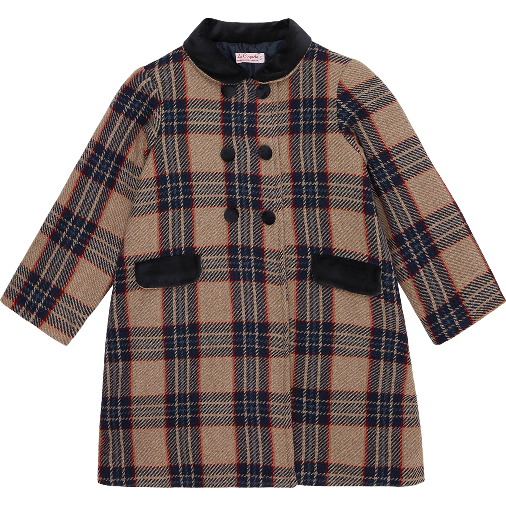 Arrieta Check Coat, Navy - La Coqueta Outerwear | Maisonette