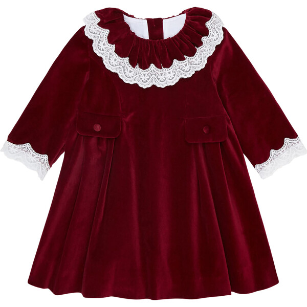 Maranta Girl Velvet Dress, Burgundy - La Coqueta Dresses | Maisonette