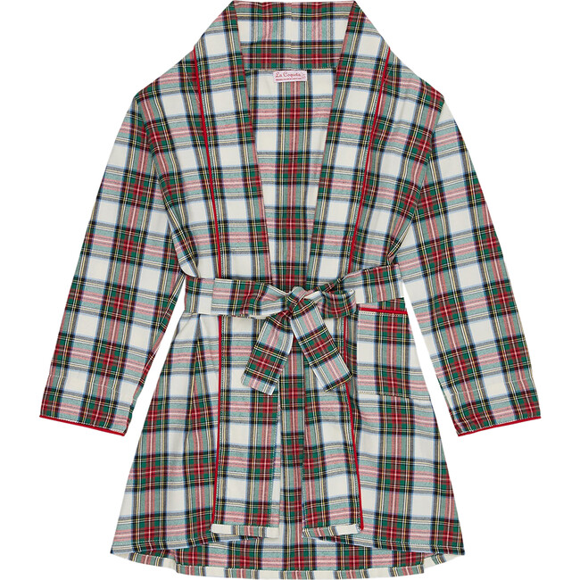 Justino Kids Robe, Ivory Tartan