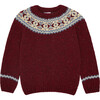Fair Isle Merino Kids Jumper, Burgundy - Sweatshirts - 1 - thumbnail
