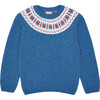 Fair Isle Merino Kids Jumper, Dusty Blue - Sweatshirts - 1 - thumbnail