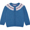Baby Fair Isle Merino Cardigan, Dusty Blue - Cardigans - 1 - thumbnail