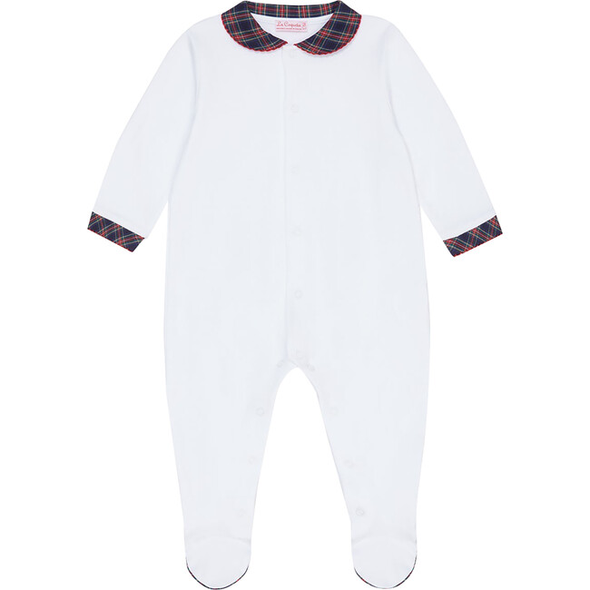 Baby Lindo Tartan Sleepsuit, Navy - Pajamas - 2