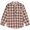 Mateo Long Sleeve Boy Shirt, Ivory Tartan - Shirts - 1 - thumbnail
