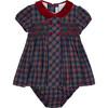 Arcadia Baby Girl Smock Set, Navy Tartan - Mixed Apparel Set - 1 - thumbnail