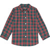 Nico Long Sleeve Boy Shirt, Green Tartan - Shirts - 1 - thumbnail