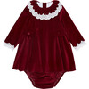 Daroca Velvet Baby Girl Set, Burgundy - Mixed Apparel Set - 1 - thumbnail