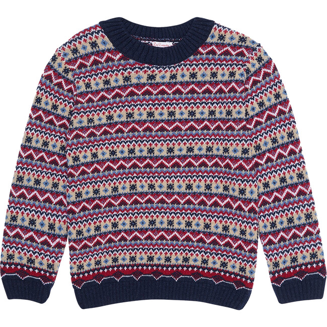 Mirlo Fair Isle Merino Jumper, Navy - Sweatshirts - 1