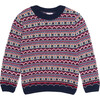Mirlo Fair Isle Merino Jumper, Navy - Sweatshirts - 1 - thumbnail