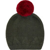 Merino Kids Bobble Hat, Olive Green - Hats - 1 - thumbnail