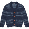 Axel Fair Isle Merino Cardigan, Dusty Blue - Cardigans - 1 - thumbnail