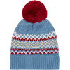 Fair Isle Merino Kids Bobble Hat, Blue - Hats - 1 - thumbnail