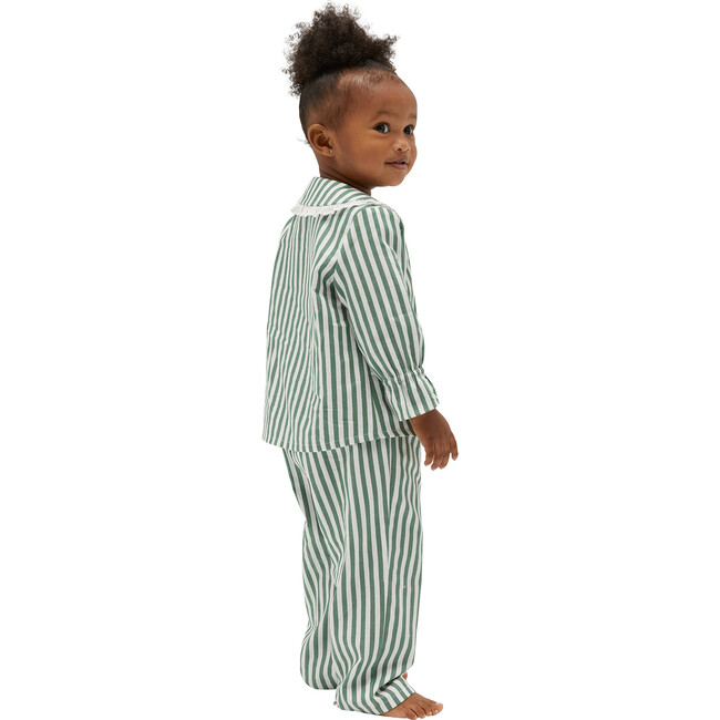 The Baby Cypress Pajama Set, Green Stripe - Pajamas - 3