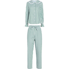 The Women's Cypress Pajama Set, Green Stripe - Hill House