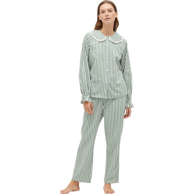 The Women's Cypress Pajama Set, Green Stripe - Pajamas - 2