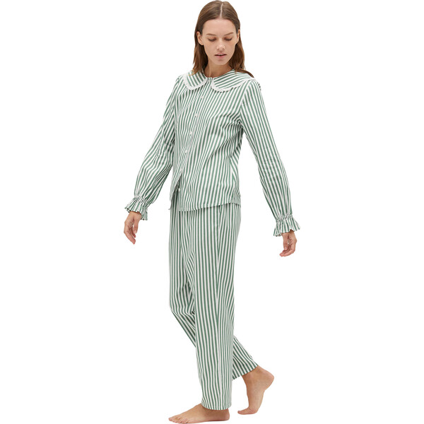 【正規品質保証】 The Women's Cypress Pajama Set, Green Stripe - Hill House その他