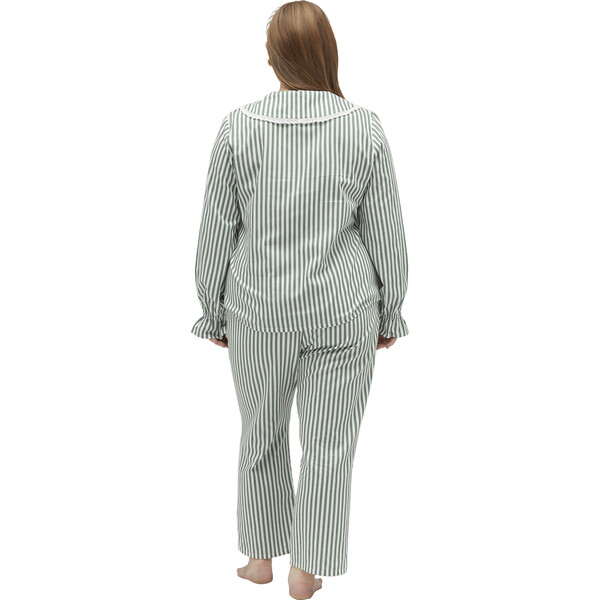 The Women's Cypress Pajama Set, Green Stripe - Hill House