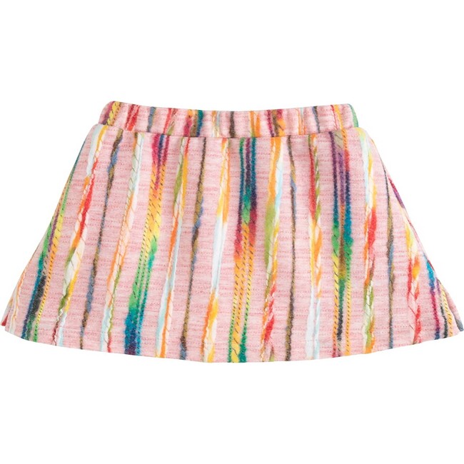 Mini Skirt, Pink Multi Stripe Wool