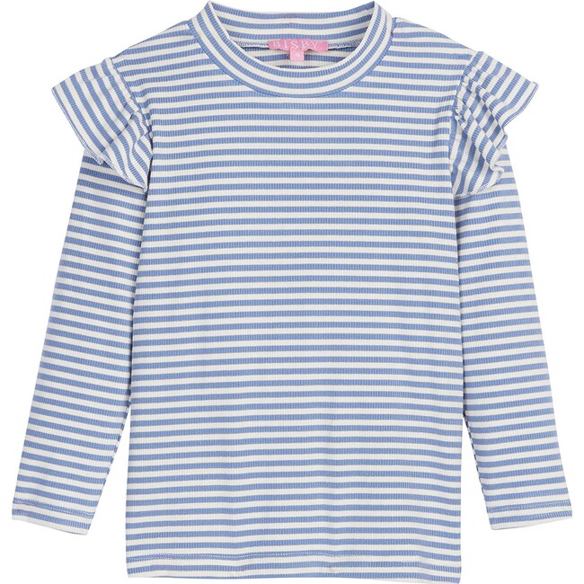 Sadie Top, French Blue Sparkle Stripe