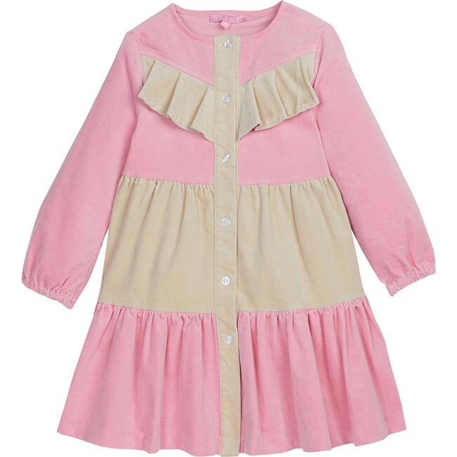 Colorblock Western Dress, Pink & Cream