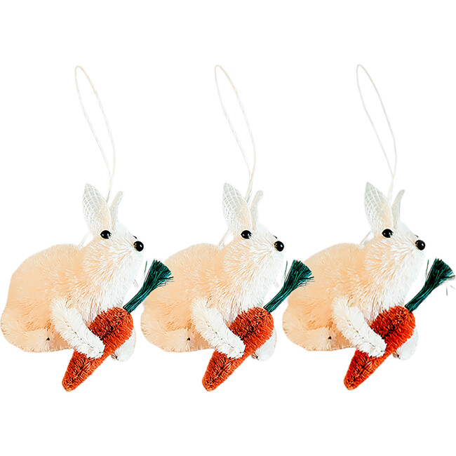 Set of 3 Bunny Ornaments, White