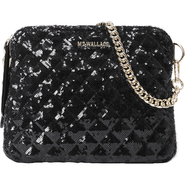 Women's Quilted Madison Sequin Crossbody, Black