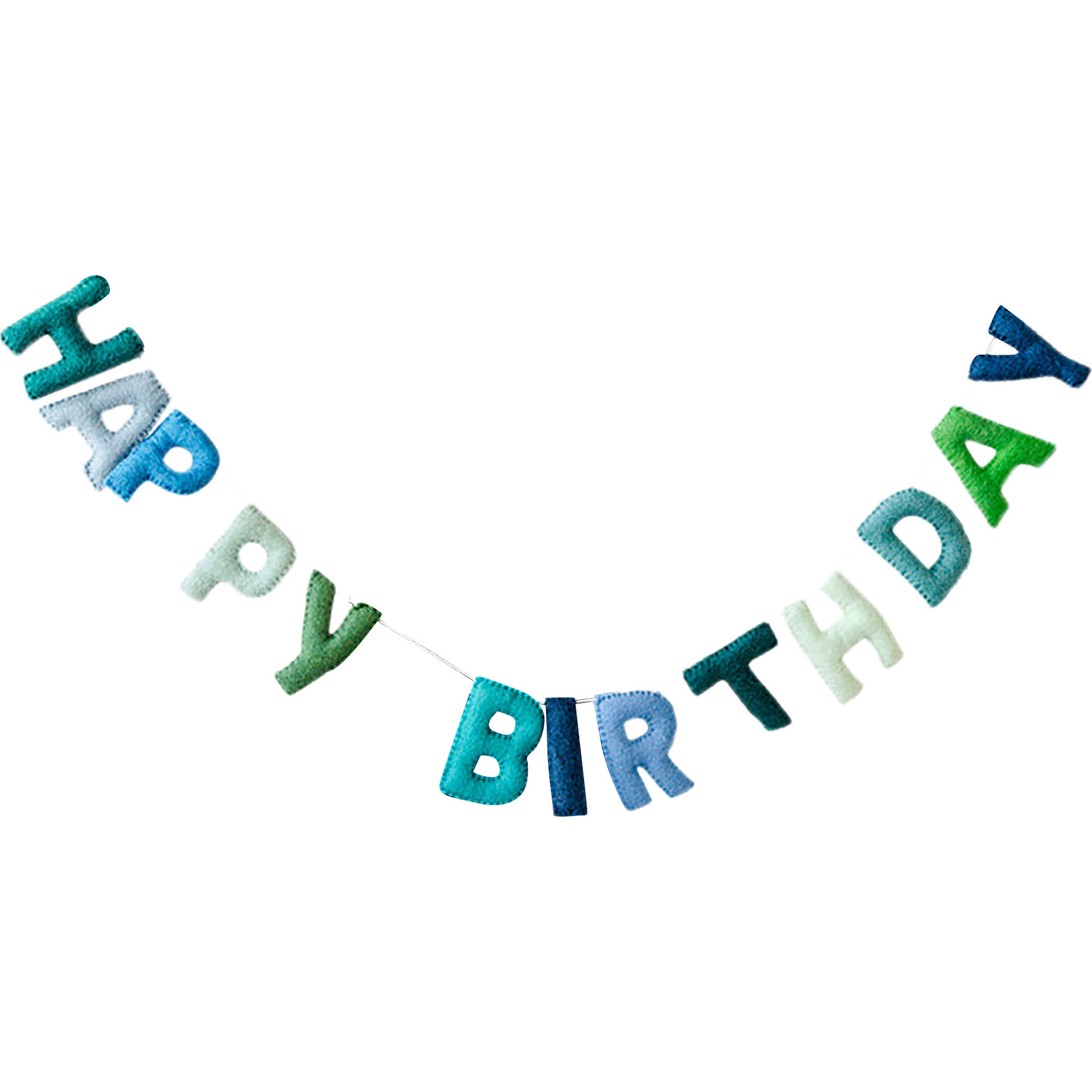 Felt Happy Birthday Garland, Blue and Green - Party Accessories - 1