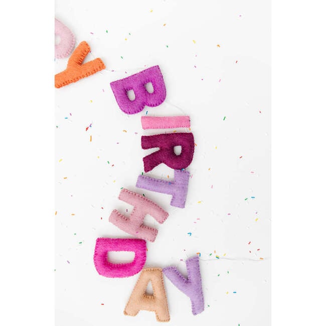 Felt Happy Birthday Garland, Pink - Party Accessories - 2