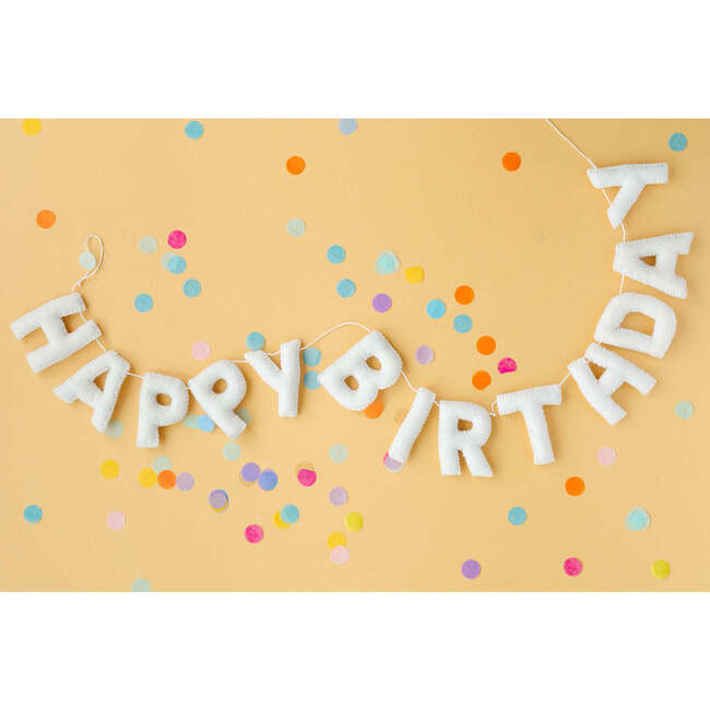 Felt Happy Birthday Garland, White - Party Accessories - 4