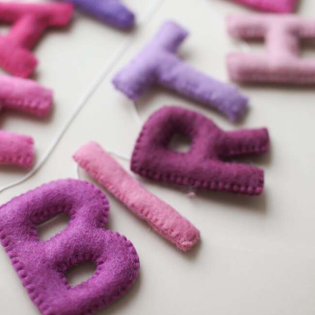 Felt Happy Birthday Garland, Pink - Party Accessories - 4