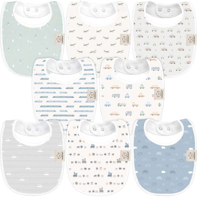 8-Pack Urban Drool Bibs Set For Baby Boys And Girls, Vessels