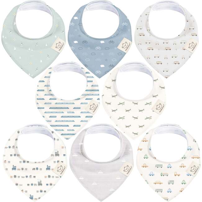 8-Pack Organic Baby Bandana Drool Bibs for Boys and Girls, Vessels