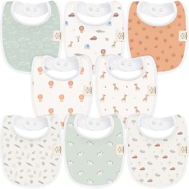 8-Pack Urban Drool Bibs Set For Baby Boys And Girls, Wilderness