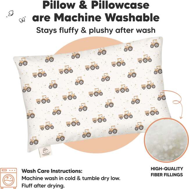 Toddler Pillow With Pillowcase, Tractor - Pillows - 4