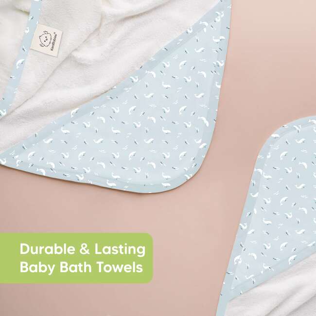 Luxe Organic Hooded Towel, Blue Whale - Towels - 5