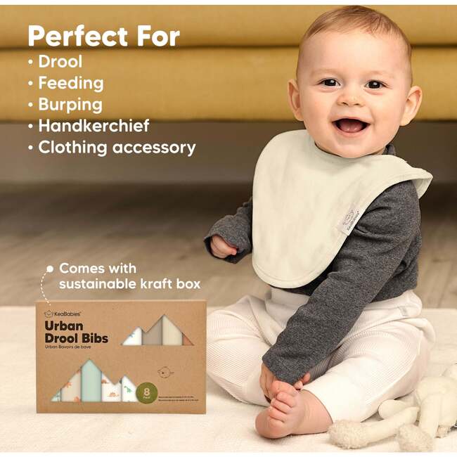 8-Pack Urban Drool Bibs Set For Baby Boys And Girls, Roarsome - Bibs - 7