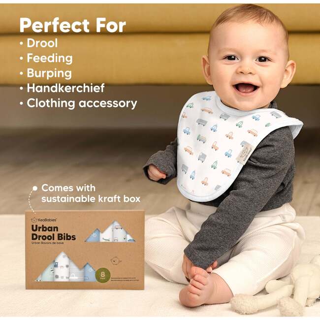 8-Pack Urban Drool Bibs Set For Baby Boys And Girls, Vessels - Bibs - 7