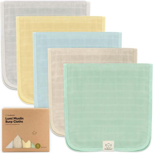 5-Pack Lumi Muslin Burp Cloths, Mirage - Burp Cloths - 1