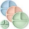 3-Pack BPA-Free Prep Silicone Suction Plate for Baby and Toddler, Mellow - Food Storage - 1 - thumbnail