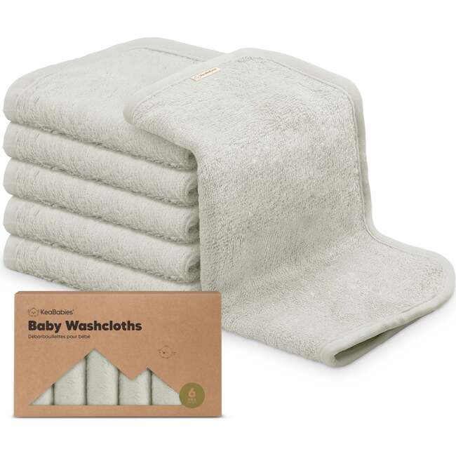 6pk Deluxe Organic Baby Washcloths for Newborn, Dove