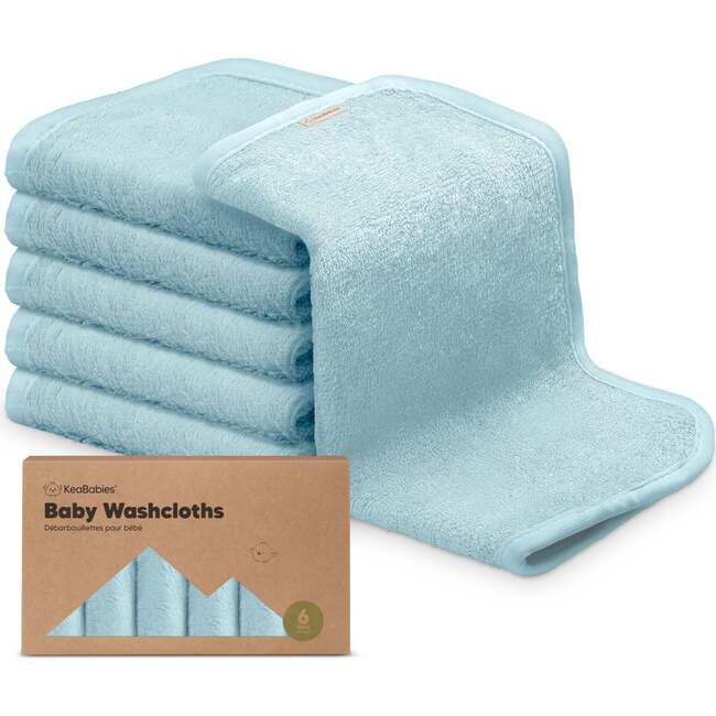 6pk Deluxe Organic Baby Washcloths for Newborn, Sky