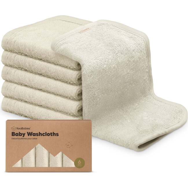 6pk Deluxe Organic Baby Washcloths for Newborn, Stone