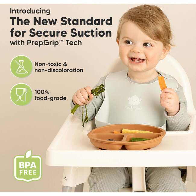 3-Pack BPA-Free Prep Silicone Suction Plate for Baby and Toddler, Terracotta - Food Storage - 2