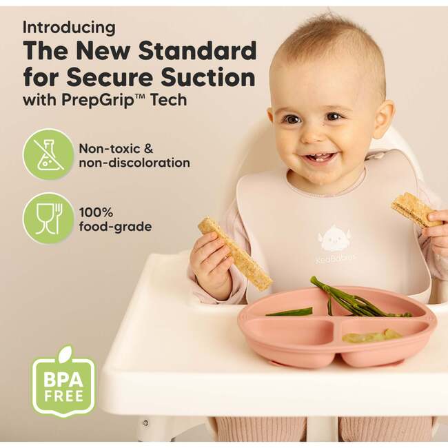3-Pack BPA-Free Prep Silicone Suction Plate for Baby and Toddler, Roseate - Food Storage - 2