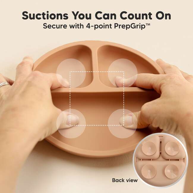 3-Pack BPA-Free Prep Silicone Suction Plate for Baby and Toddler, Terracotta - Food Storage - 3