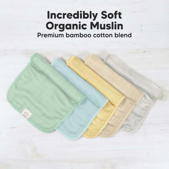 5-Pack Lumi Muslin Burp Cloths, Mirage - Burp Cloths - 4